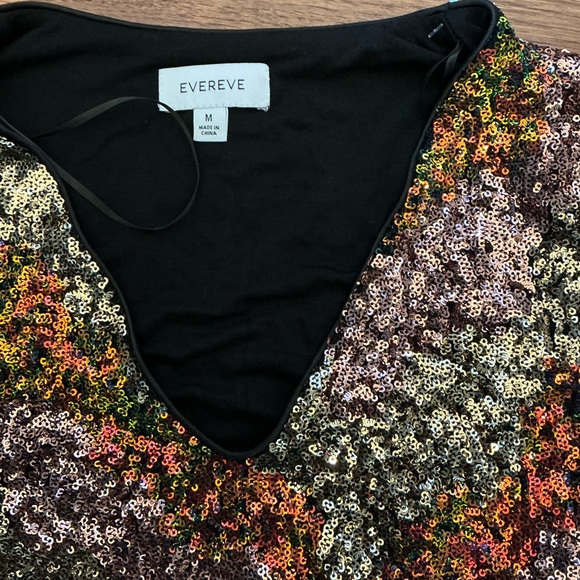 Evereve Multicolor Sequin Tie Waist Dress, Medium - Picture 5 of 8